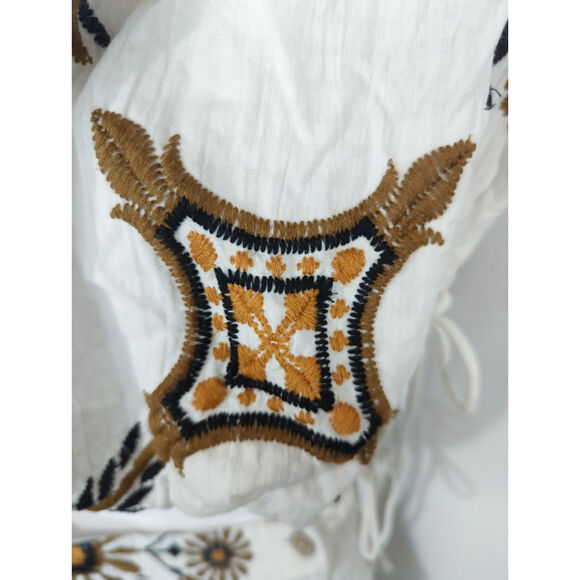 Free People Sardinia Mini White & Tan Cut Out Cotton Party Dress Size 6 NWT - Picture 7 of 15